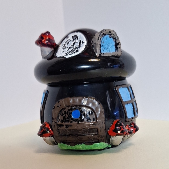 Handmade Other - Whimsical Black Mushroom House Figurine